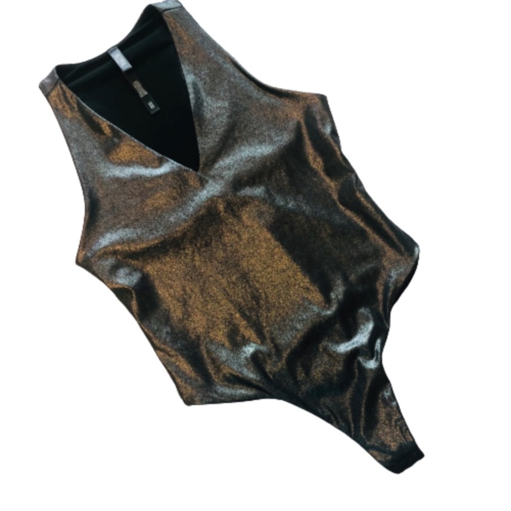 Victoria's Secret Sport Black Metallic Bodysuit